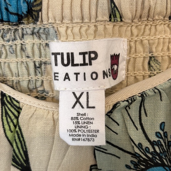 Blue Floral Midi Dress with Puff Sleeves - Picture 2 of 3